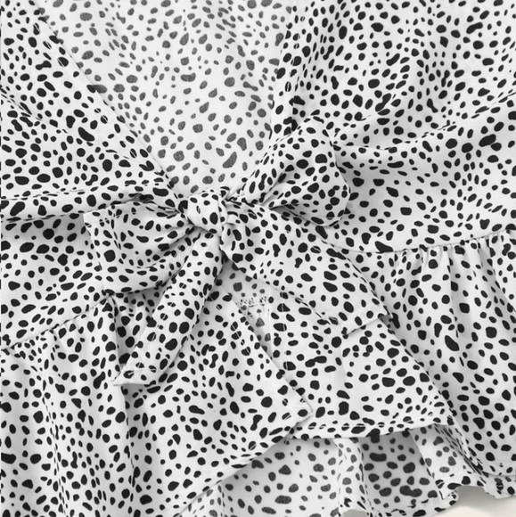 NWOT snow leopard front tie peplum flutter blouse - Picture 5 of 8